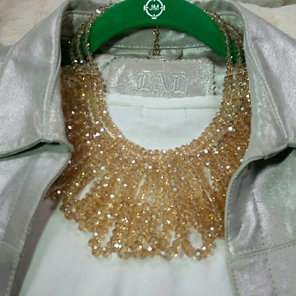 Champagne necklace glass crystals beautiful - Picture 4 of 5